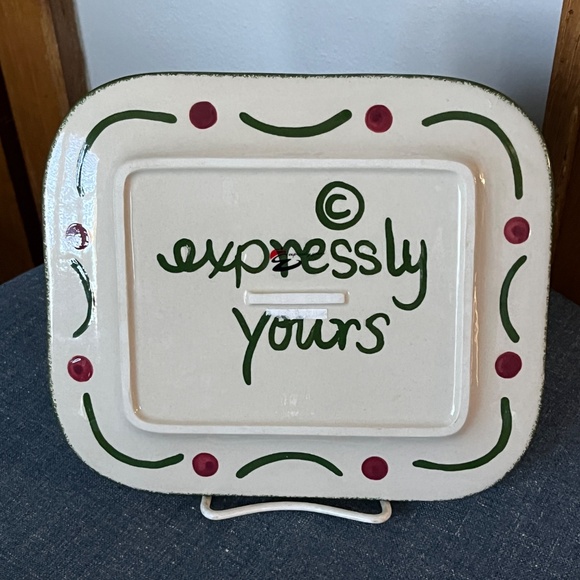 Expressly Yours Pottery Snowman Square platter 9 x 8 Christmas Winter Holiday - Picture 5 of 6